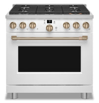 Cafe 6.2 Cu. Ft. Smart Gas Range with True European Convection and Self Clean Racks - Matte White - …