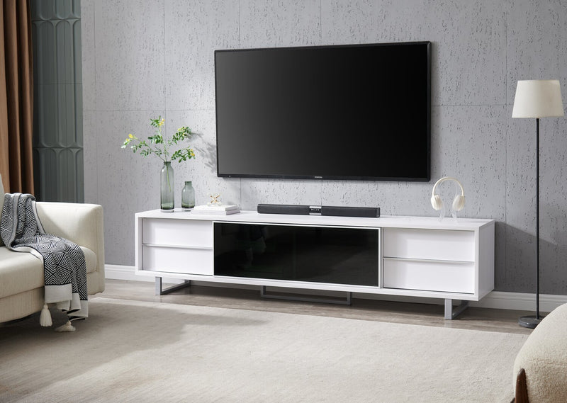 Amelia 89\" x 15.5\" Modern TV Stand with Storage and Cable Management for TVs up to 100\"- White & Black Two Tone