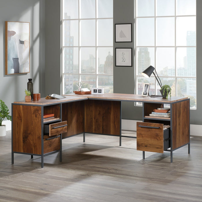 Elzie 65.98\" L-Shaped Office Desk - Gr& Walnut
