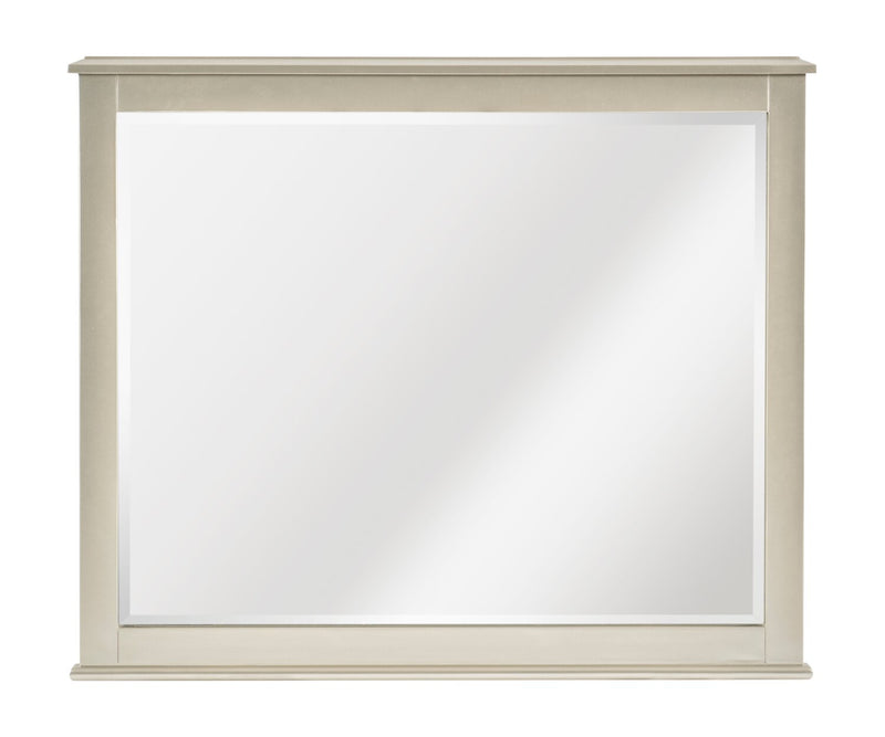 Tyra 5pc Bedroom Set with Bed, Dresser & Mirror, Glam, Vegan Leather, Champagne - Queen Size