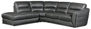 Romeo 3-Piece Genuine Leather Left-Facing Sectional - Grey