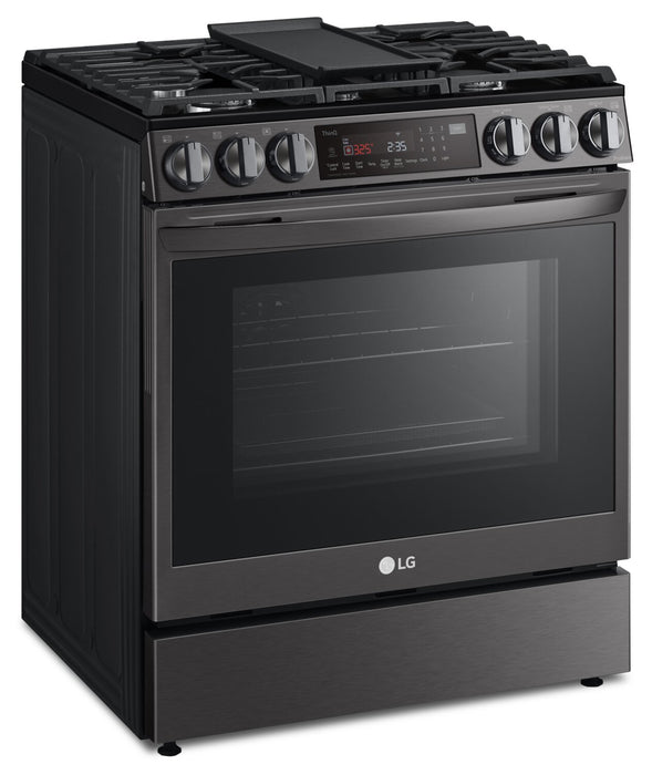 LG 6.3 Cu. Ft. Smart Gas Range with Instaview and ProBake Convection® - Smudge Proof Black Stainless Steel - LSGL6335D