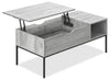 Bence 42\" Modern Lift Top Coffee Table with Storage - Taupe with Black Metal Legs