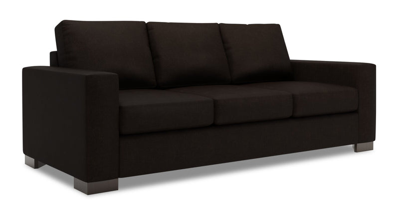 Made in Canada Customizable Sofa Lab Track 85\" Chenille Fabric Sofa with Track Arms - Luxury Chocolate Brown