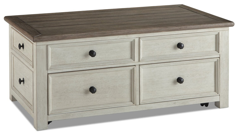 Colby 46\" Rustic Lift Top Coffee Table with Storage and Casters - Two Tone Wood
