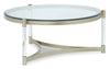 Silas  40.75\" Modern Round Glass Top Coffee Table - Platinum with Metal and Acrylic
