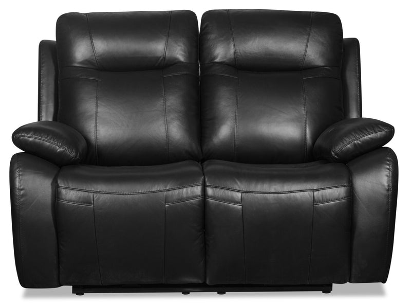 Kora Genuine Leather Power Reclining Loveseat Black The Brick