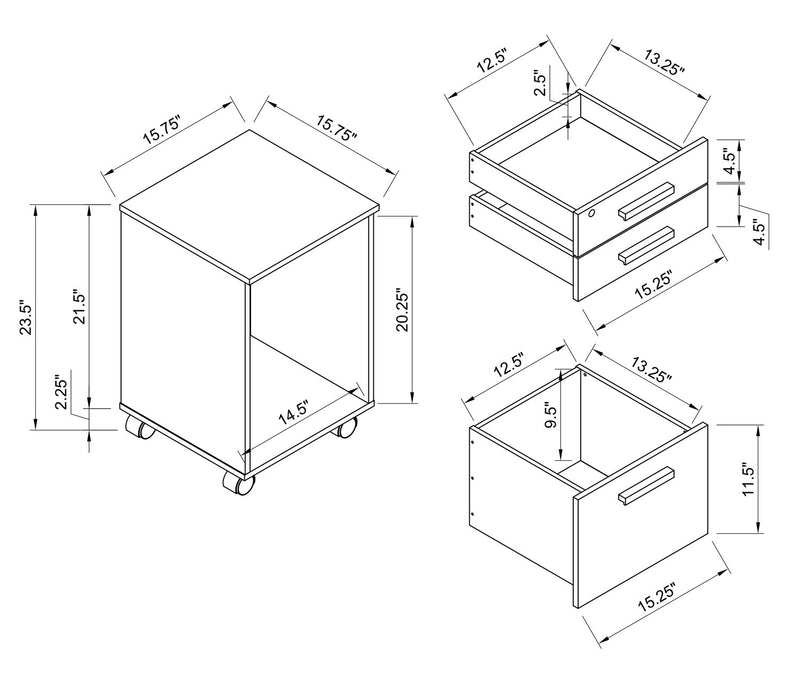 Oscar 15.75\" 3-Drawer Lateral Filing Cabinet - Distressed Grey