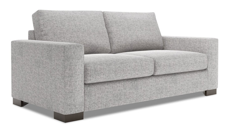Made in Canada Customizable Sofa Lab Track 75\" Linen-Look Fabric Condo Size Sofa with Track Arms - Luna Domino Grey