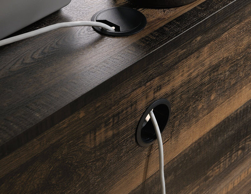 Lewis 59.84\" L-Shaped Office Desk with 2-Drawers - Carbon Oak