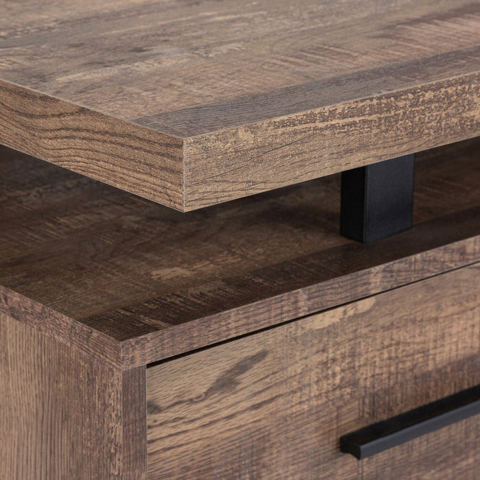 Teagan 60\" Reversible Office Desk with 3-Drawers - Brown