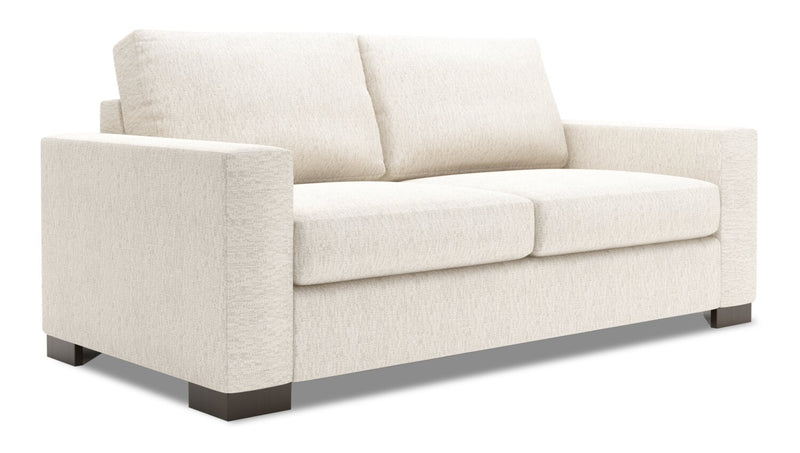 Made in Canada Customizable Sofa Lab Track 75\" Chenille Fabric Condo Size Sofa with Track Arms - Luxury Sand Beige