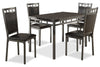 Marc 5pc Dining Set with Table & 4 Chairs, Marble-Look Top, Metal, 48\"W - Black