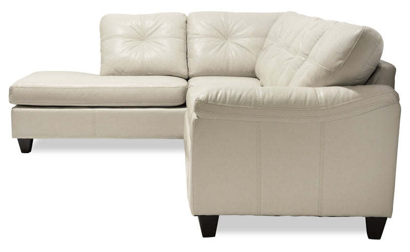 Made in Canada Addison 2-Piece Left-Facing Leather-Look Fabric Sectional with Removable Seat Cushions - Beige