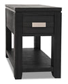 Bronx 16\" Rustic Chairside Table with Storage and Shelf - Charcoal Wood