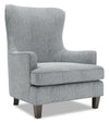 Made in Canada Sofa Lab Customizable Wingback 32\" Linen-Look Fabric Accent Chair - Luna Pewter Grey