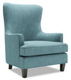 Made in Canada Sofa Lab Customizable Wingback 32\" Velvet Fabric Accent Chair - Sea Blue