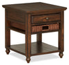 Cottage Lane 22\" Rustic End Table with Storage and Shelf - Dark Brown Wood