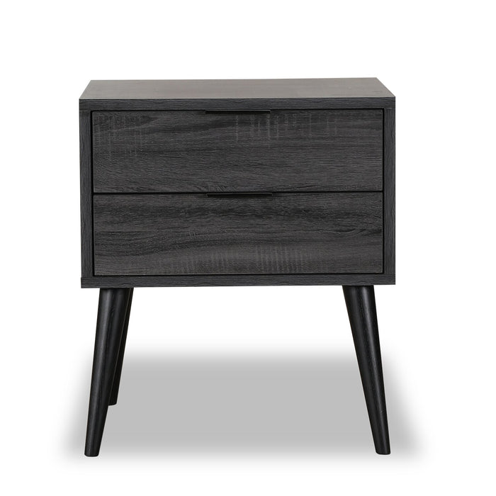 Nash Bedside 2-Drawer Nightstand, 21.3\"W x 22.6\"H, Modern Mid-Century - Dark Grey