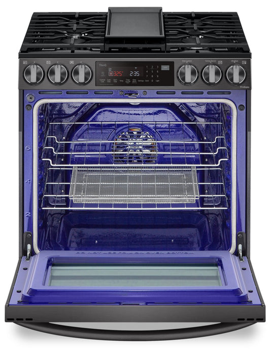 LG 6.3 Cu. Ft. Smart Gas Range with Instaview and ProBake Convection® - Smudge Proof Black Stainless Steel - LSGL6335D