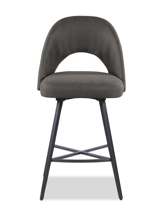 Elijah Counter-Height Stool with Swivel Seat, Linen-Look Fabric, Metal - Grey