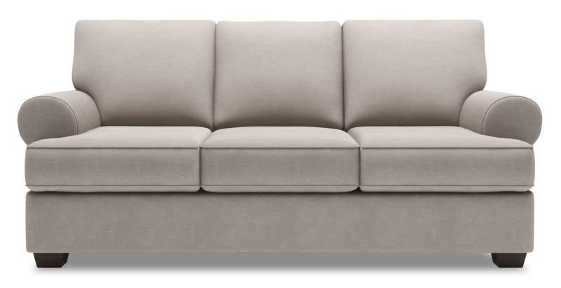 Made in Canada Customizable Sofa Lab Roll 86\" Linen-Look Fabric Sofa with Rolled Arms - Pax Slate Grey