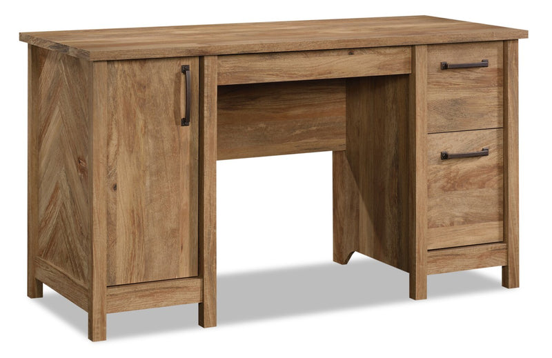 Alfie 53.15\" Office Desk with 2-Drawers & Cabinet- Light Brown