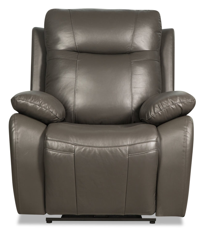 Kora Genuine Leather Power Recliner Grey The Brick