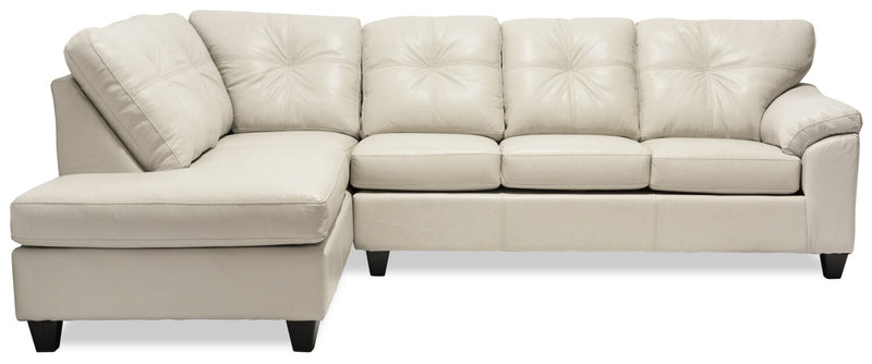 Made in Canada Addison 2-Piece Left-Facing Leather-Look Fabric Sectional with Removable Seat Cushions - Beige