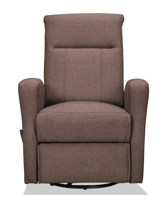 Nyla 30\" Linen-Look Fabric Swivel Rocker Reclining Chair - Brown