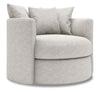 Made in Canada Sofa Lab Customizable Nest 41\" Chenille Fabric Swivel Accent Chair - Luxury Silver