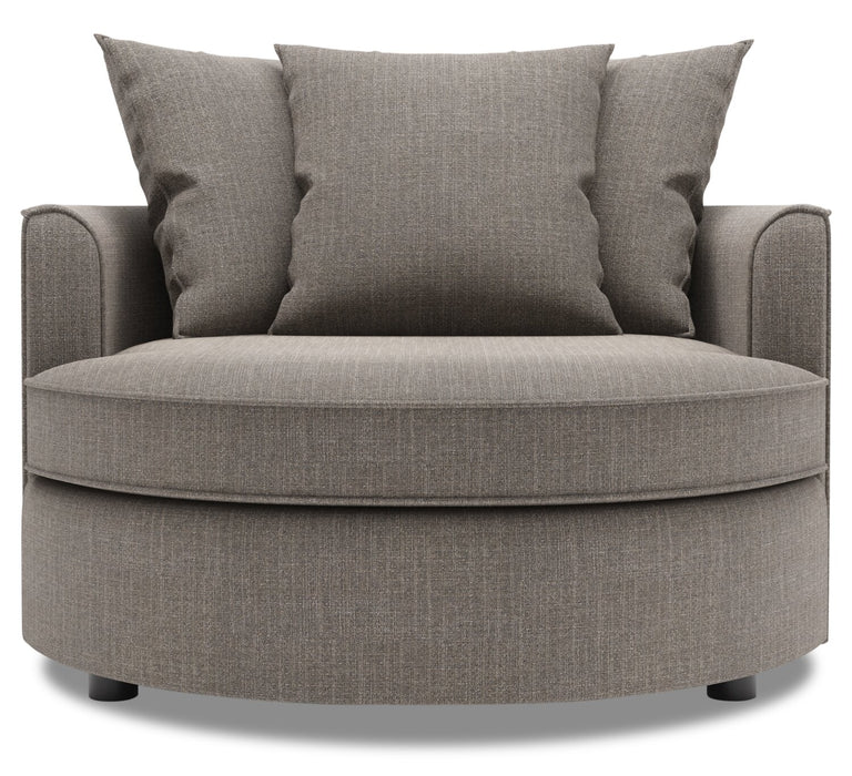 Made in Canada Sofa Lab Customizable Cuddler 48\" Linen-Look Fabric Accent Chair - Luna Smoke Grey