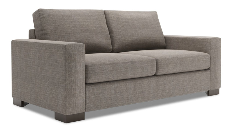 Made in Canada Customizable Sofa Lab Track 75\" Linen-Look Fabric Condo Size Sofa with Track Arms - Luna Smoke Grey