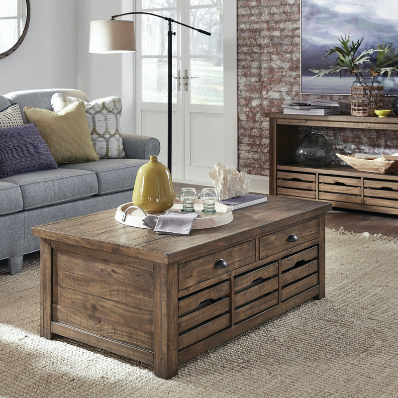 Stratton 49" Rustic Lift Top Coffee Table with Storage - Dark Brown ...