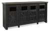 Tyler Creek 74\" Traditional TV Stand with Storage and Cable Management for TVs up to 85\"- Black Grey