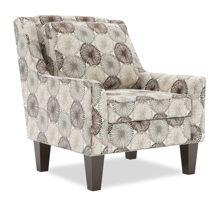 Made in Canada Sofa Lab Customizable Club 29\" Fabric Accent Chair with Wood Legs - Stone Multicolour