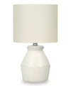 17\" Cream Ceramic Linen Drum Shade Table Lamp