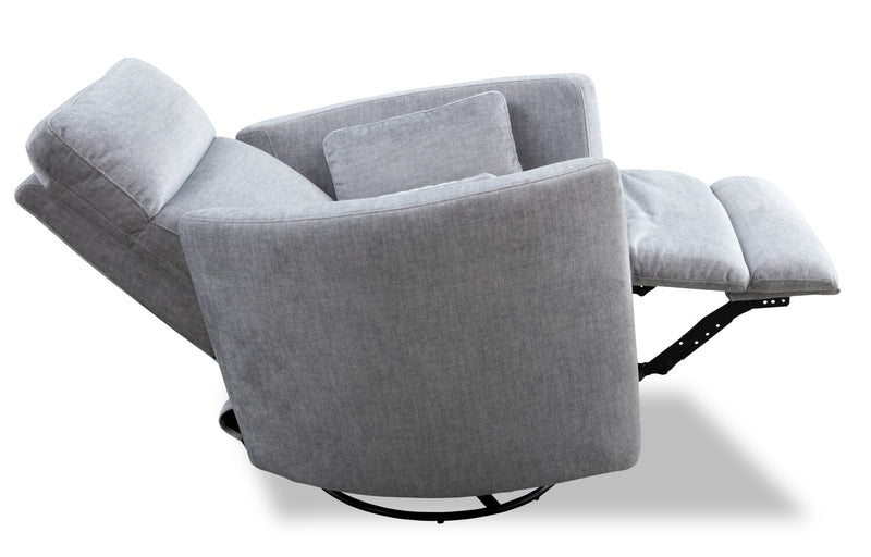 Ember 36\" Fabric Swivel Glider Reclining Chair - Silver Cotton
