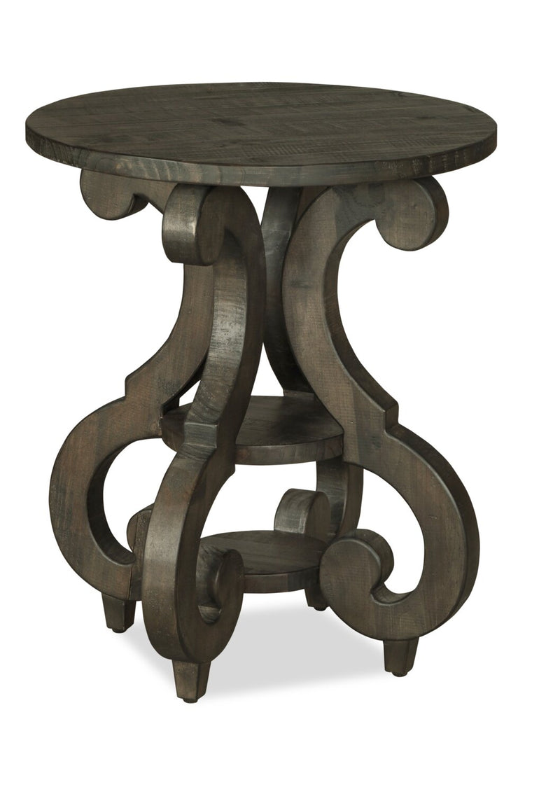 Bellamy 22" Traditional Round End Table with Shelf Dark Brown Pin