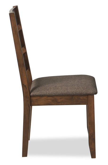 Plum Dining Chair with Polyester Fabric, Wood, Ladder-Back - Nutmeg Brown