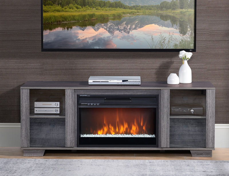 Antoni 62\" Modern Electric Fireplace TV Stand with Storage and Cable Management for TVs up to 70\"- Grey