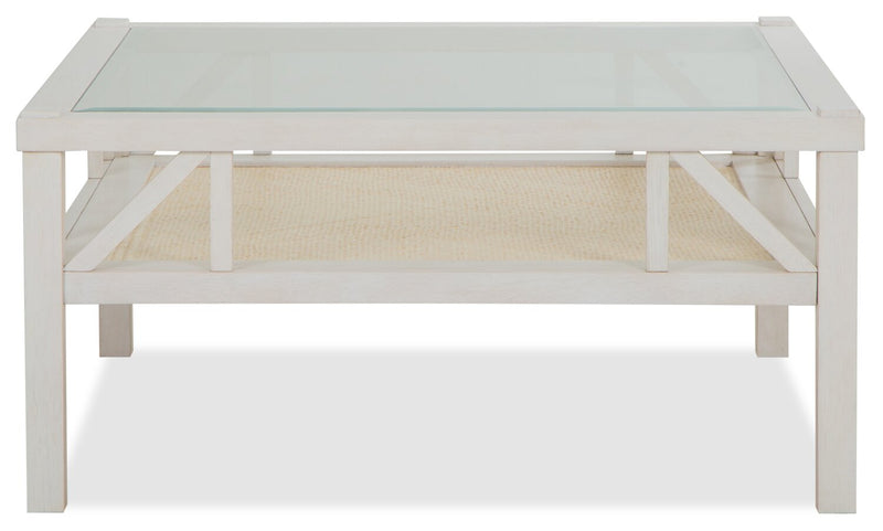 Ellison 38" Traditional Square Glass Top Coffee Table with Shelf ...