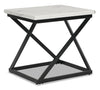 Verona 22\" Modern End Table - White Marble Look with Black Metal Base