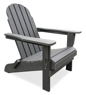 Rio Adirondack Outdoor Patio Chair -  Wood-Textured Plastic, UV & Weather Resistant - Grey