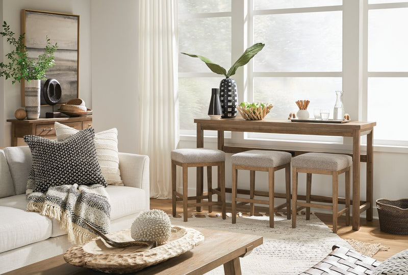 Rhett 66\" Modern Sofa Table with Shelf - Light Brown Oak