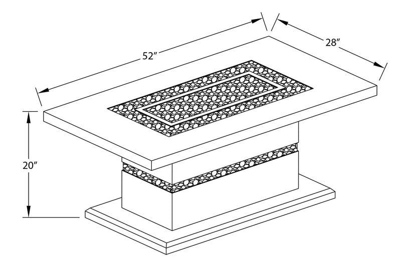 Garbo 52\" Glam Coffee Table - White and Silver with Glitter Accents