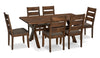 Plum 7pc Dining Set with Table & 6 Chairs, Wood, Live-Edge Look, 70.75\"W- Nutmeg Brown