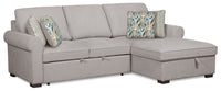 Scott Living Haven 2-Piece Right-Facing Chenille Fabric Sleeper Sectional with Storage Chaise - Grey