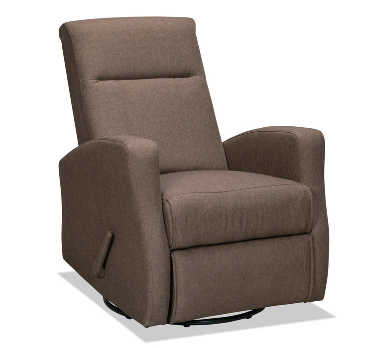 Nyla 30\" Linen-Look Fabric Swivel Rocker Reclining Chair - Brown