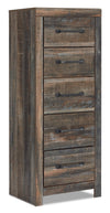 Abby Bedroom Narrow Chest of Drawers, 5-Drawer, 21.7\"W x 53.9\"H - Brown